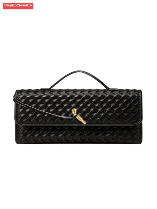 Handbags - Woven Handbag for Women PU Leather Evening Clutch Shoulder Crossbody Bag
